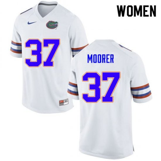 Women's Florida Gators #37 Patrick Moorer NCAA Nike White Authentic Stitched College Football Jersey HBB5162MT